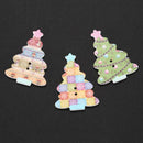 50pcs Christmas Tree 2 Holes Wooden Buttons for Sewing Crafting M7T2