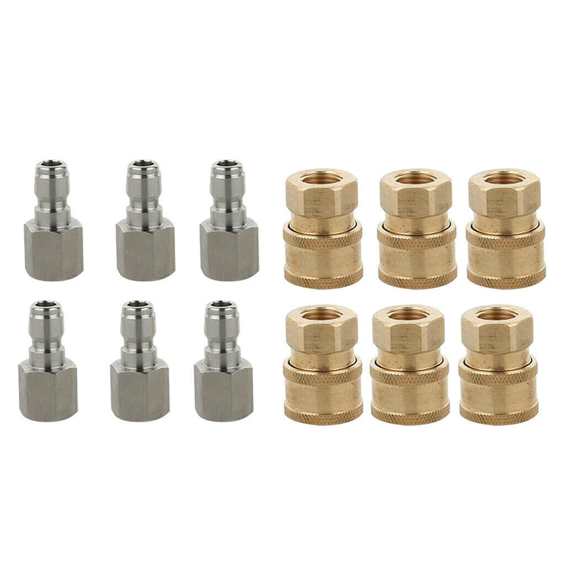 12Pcs Pressure Washer Hose Connector 1/4-inch G Quick Coupler Male & Female