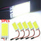 5 Packs White COB Led Panel Dome Light Interior Lamp 12V + T10 Festoon Adapters