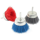 3Pcs 3-Inch(75mm) Assortednylon Cup Brushes Set Nylon Cup Set with 1/4 Shan