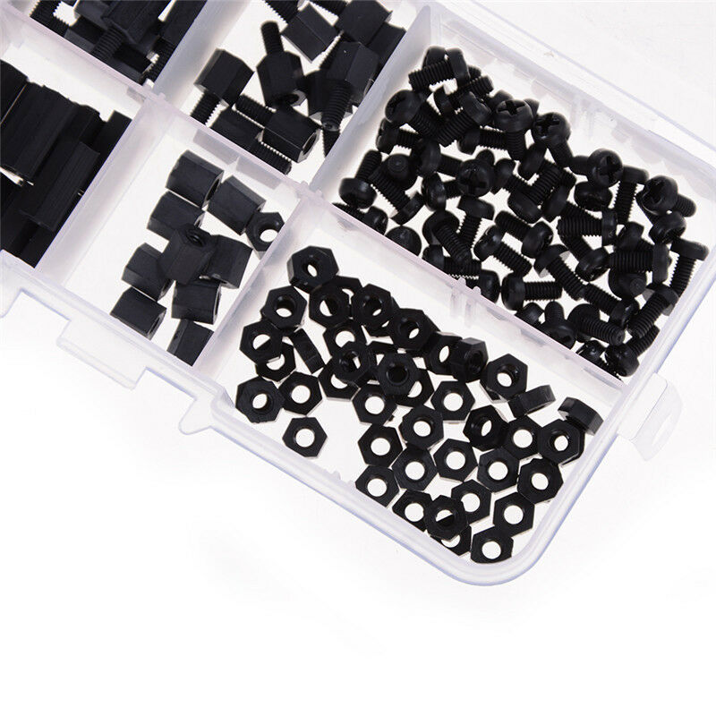 160PCS Metric M3 8 Sizes Assortment Stand-off Nylon Screws Bolt Nuts Fastener Gw