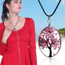 Jewelry Real Dried Flower Necklace Tree Shaped Rope Glass Long Pendant Neck O7X6