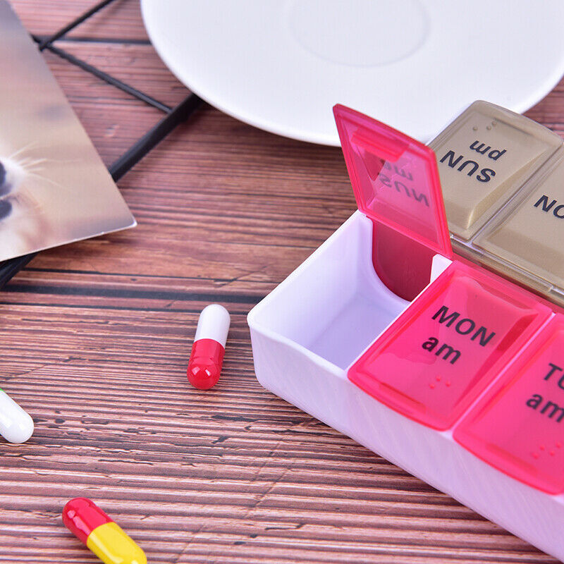 Large 7 Day Twice Daily (AM,PM) Pill Box Medicine Organiser With 14 Compartments