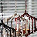 Iron Hollow Candle Holder Candelabrum Lantern Wall Hanging C - Red