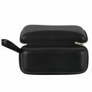 Artificial Leather Sunglasses Eyeglasses Zipper Case with Strap Black