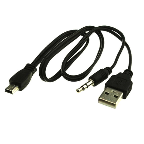 USB2.0 Charging Cord to Mini USB Male 3.5mm Jack Plug Audio Bluetooth Cable MO