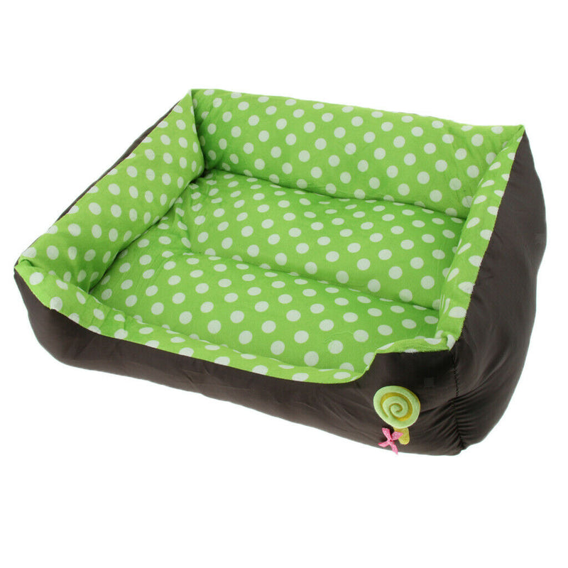 Pet Sofa Shape Dot Print Bed For Cats or Small Medium Dogs Green