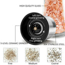 Salt and Pepper Grinder Set Of 3 Tall Salt and Pepper Shakers Stainless Ste