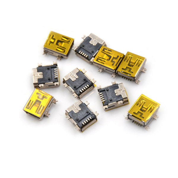 10x Mini USB Type B Female Socket 5 Pin Right Angle DIP Jack Connector B Kw