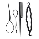 Women's 4Pcs Hair Twist Styling Clip Stick Bun Maker Braid Tool Black