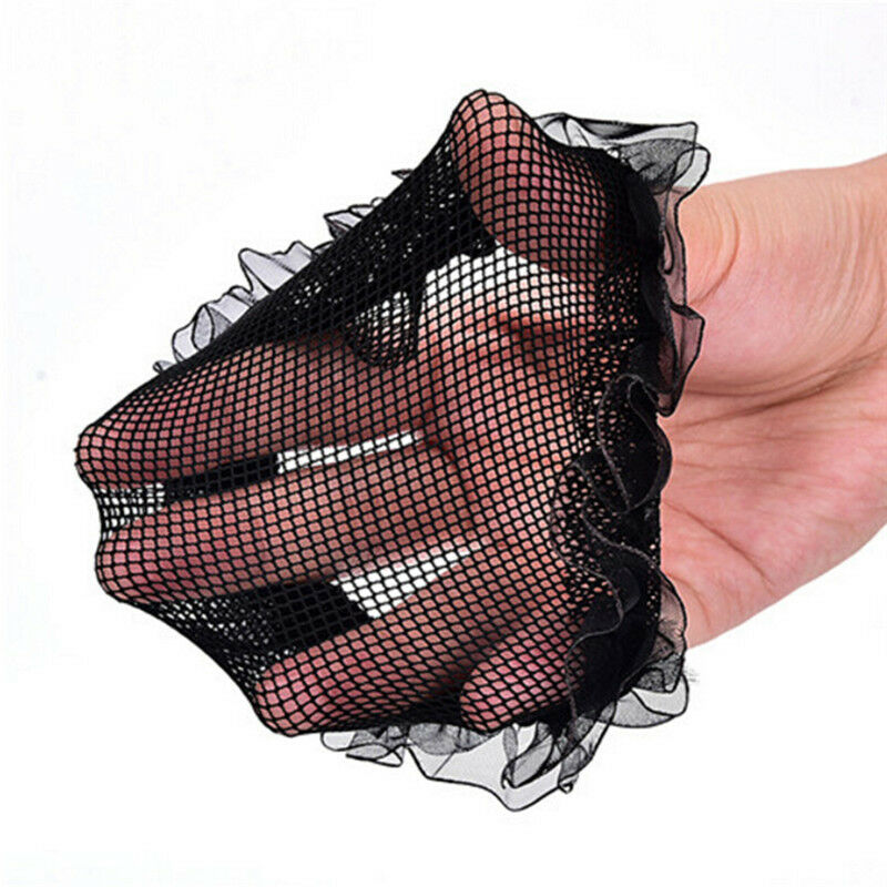 2PCs Women Ballet Dance Skating Snoods Hair Net Bun Cover Black Nylon Material Z