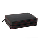 8 Slot Portable Black Carbon Fiber PU Leather Watch Zipper Storage Bag Trav
