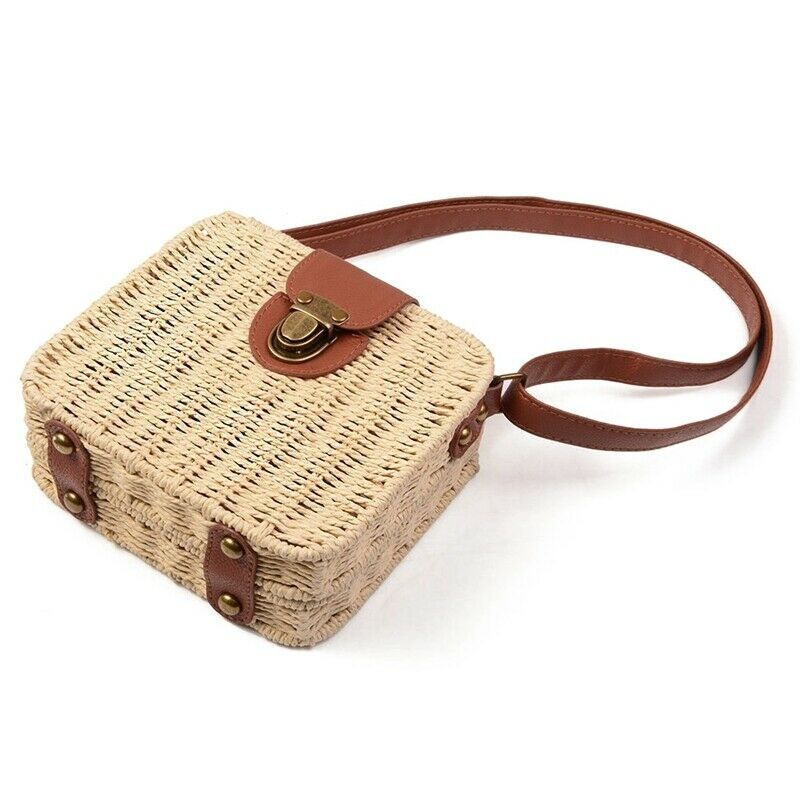 Women's Handbags Mini Women Messenger Bags Leather Square Straw Ladies Cros P2V7