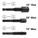 3Pcs Hexagon Space For Adaptor Socket Adaptor Socket Spanner 1/4", 1/2", 3/