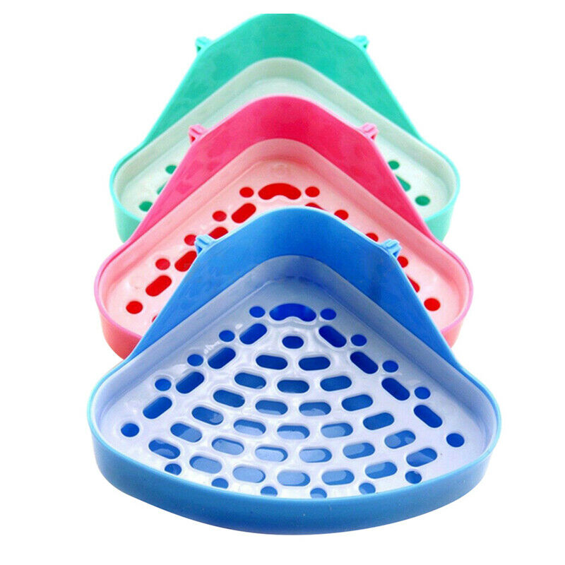 Small Animal Pet Cat Rabbit Guinea Mice Pig Hamster Corner Litter Trays Pla U7H4