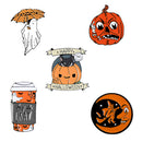 Set of 5 Creepy Horror Halloween Pumpkin Enamel Lapel Pin Evil Ghost Witch