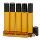 Refillable Aromatherapy Essential Oils Roll On Bottles, 6 Pack, Glass + Plastic