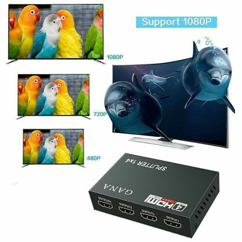 1 in 4 out Full HD HDMI Splitter 1X4 4 Port Hub Repeater Amplifier v1.4  GIJ