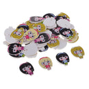 50Pcs Lovely Cartoon Girs Wooden Buttons for Kids Children Cardmaking