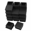 24 Pcs 30mm x 30mm Plastic Ribbed Square End Caps Tube Insert Black C9I8