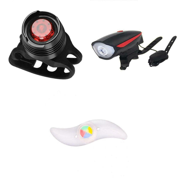 Bright USB Led Bike  Light Rechargeable Headlight Set Red