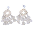 Geometric Tassel Drop Dangle Earrings For Women Jewelry Wooden Bohemian Wed