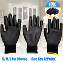 6 Pairs S M L Nylon PU Safety Coating Work Gloves Builders Palm Protect