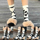 Fashion Mid Calf Socks Black and White Cow Grain Spots Stockings Baseball S L2K8