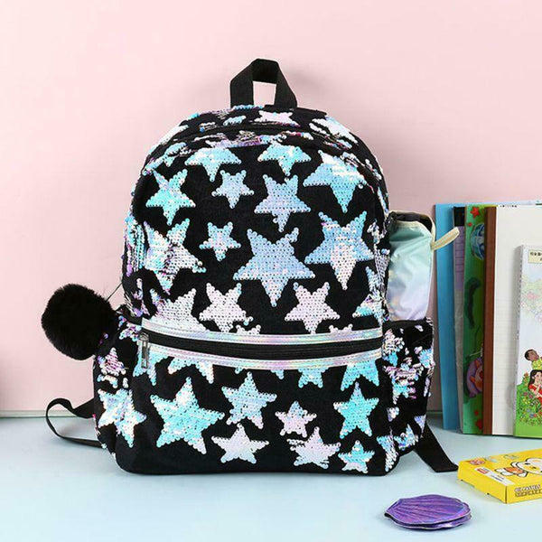 Fashion Star Sequins Backpack Women Schoolbags Large Capacity Student Book Bag
