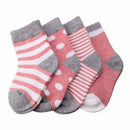 4 Pairs Baby Toddler Boys Girls Kids Soft Cotton Socks Stripe Polka Dot Soc