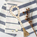 Wood Bead Garland With Tassels Farmhouse Beads 3Pcs Rustic Country Decor Pr