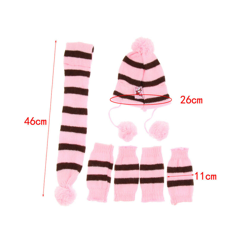 2 Set Pet Dog Puppy Warm Hats Scarf Socks, Soft Dog Coats Apparel, for Small