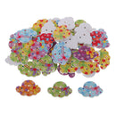 50Pcs Floral Hat Wood Buttons 2-Holes for Kids Scrapbooking Embellishments