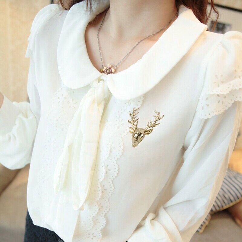 1 x Gorgeous Christmas Antler Deer Head Collar Brooch Pin Xmas Gift Unisex- N9P1