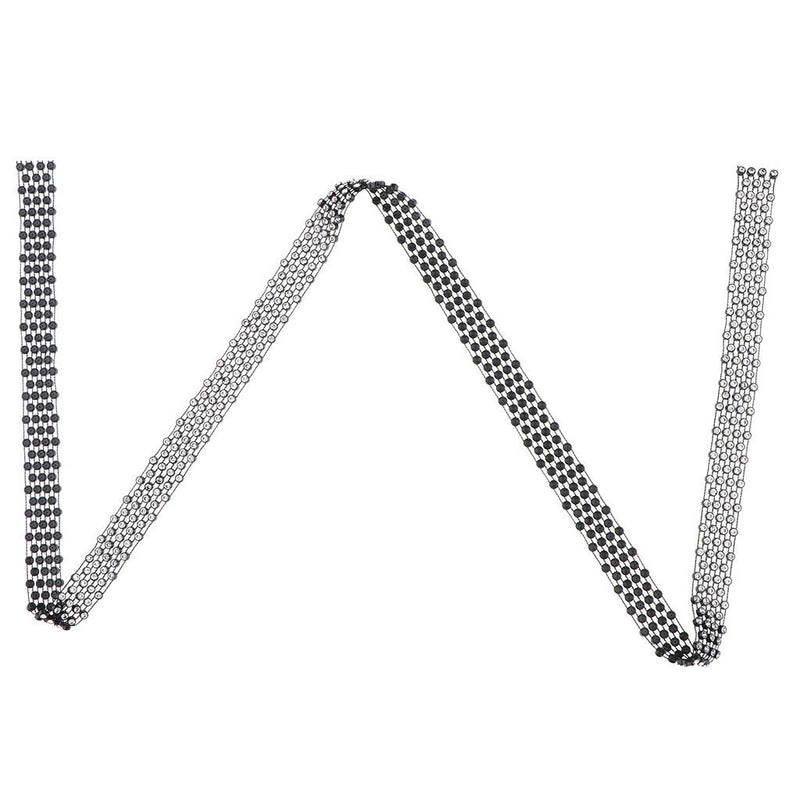 1 yd Black Rhinestone Beaded Ribbon Chain Trim Embellishment DIY Crafts 17mm