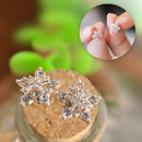 Ladies Cute Snowflake Crystal Stud Earrings Small Five-pointed Star Earrings*ES