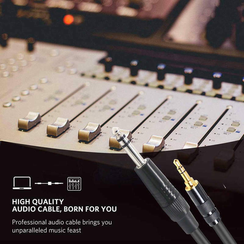1.5m 3.5mm 1/8" Male to 6.35mm 1/4" Male TRS Stereo Audio AUX Cable PC iPod GDY