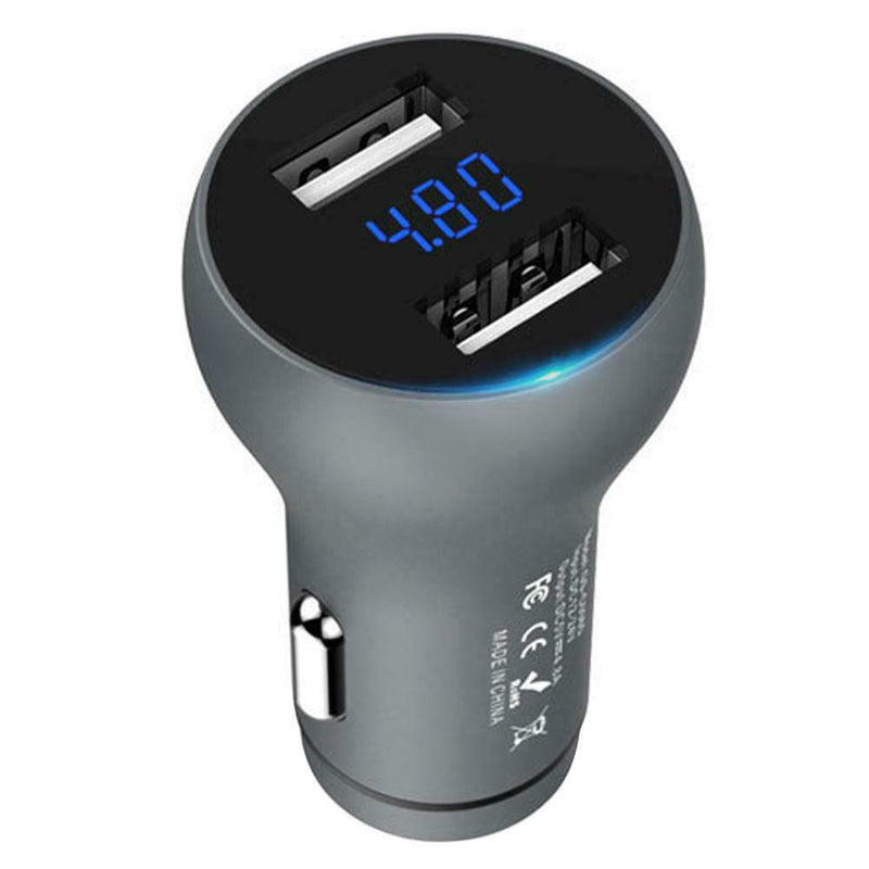 GS-C0065 5V 4.8A 2 USB Car Charger Digital Display Durable Mobile Power Adapter