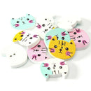 100pcs Animal Cat Wooden Button Sewing Scrapbooking DIY Craft Colorful 2 Ho