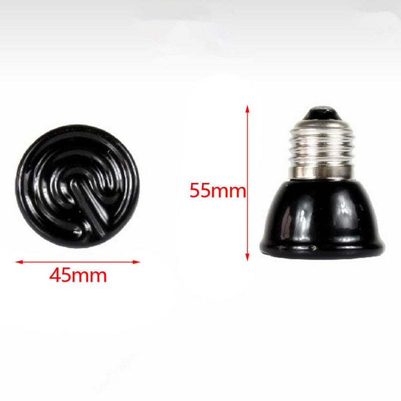 2x Pet Ceramic Infrared Heat Lamp Emitter Reptile Basking Light Bulb 80W&60W