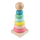 Kids Toddler Toys Rainbow Wooden Cognition Ring Tower Stacker Educational Toys