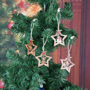 8pcs Christmas Wood Star Hanging Decor New Year Tree Home Party Ornament