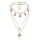 Acrylic Butterfly Heart Pendant Necklace Women Multilayer Cherry Choker JewSEAU
