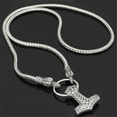 Men's Norse Viking Odin's Crow Chain&Thor Hammer Mjolnir Pendant Necklace Gifts