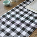 DIY Black and White Plaid Table Runner Simple Cotton Linen Stripes Table Ru