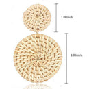 Rattan Woven Hoop Earrings Handmade Straw Dangles Wicker Braid Drop Earring O5H2