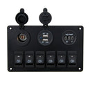 6-Gang Switch Control Panel LED Rocker Breaker Car Marine Boat Truck Circ Tw