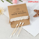 100pcs Double Head Bamboo Cotton Swab Makeup Buds Wood Sticks Nose Ears Cleani%!