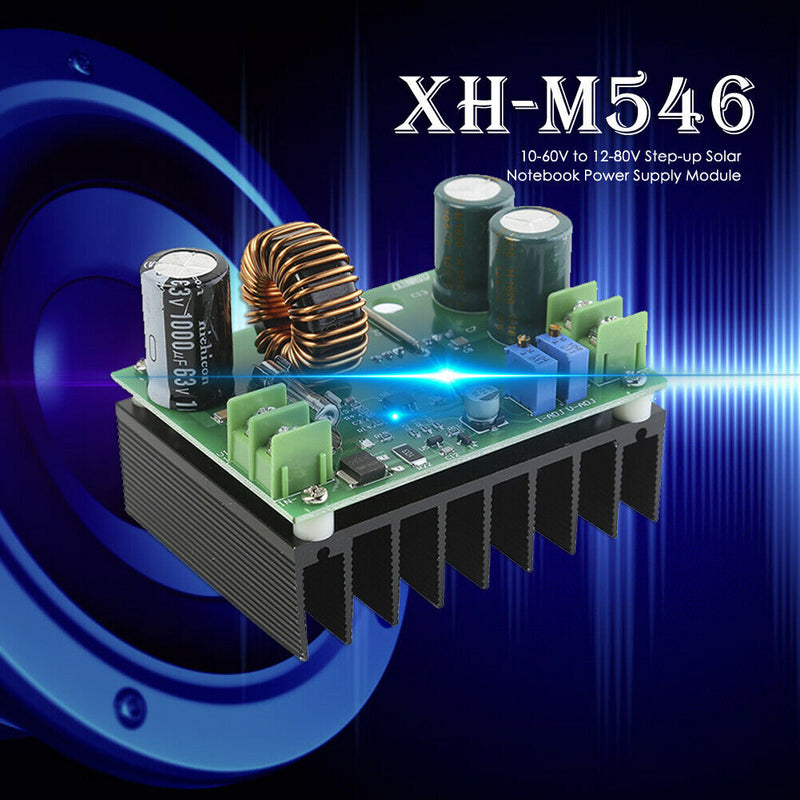 600W DC/DC 10-60V to 12-80V Step-up Solar Notebook Power Supply Module