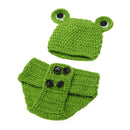 Newborn Baby Girls Crochet Knit Costume Frog Prince Photography Prop Outfits wZ